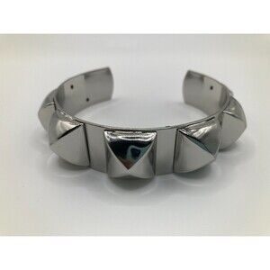 LANE BRYANT Silver Tone Polished Metal Studded Cuff Bracelet | $19.99 Retail